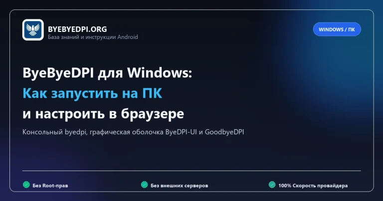 ByeByeDPI для Windows: инструкция по настройке на компьютере