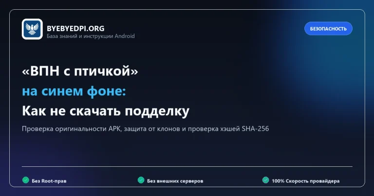 ВПН с птичкой на синем фоне: оригинальное приложение ByeByeDPI